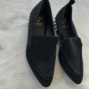 BEAST FASHION Black Perforated Loafers with Metallic Studs